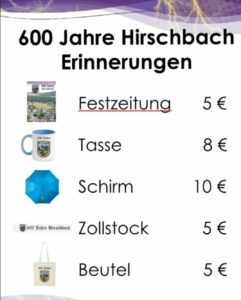 Read more about the article Souvenirs 600 Jahre Hirschbach